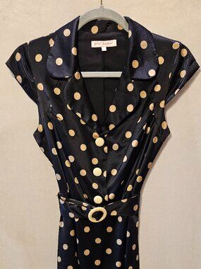Betsey Johnson 100% silk polka dot midi cocktail dress ✨